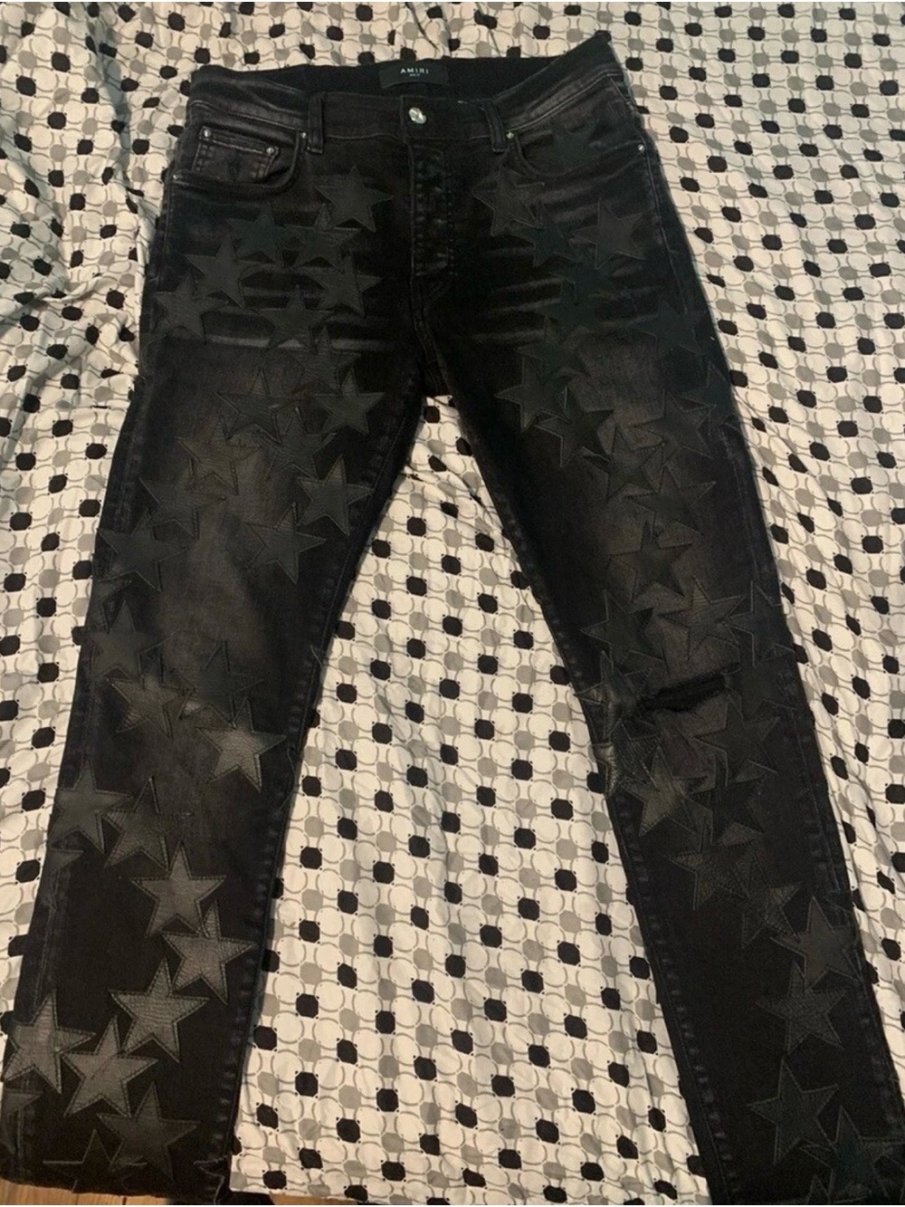 AMIRI Black Star-Appliqué Skinny Jeans